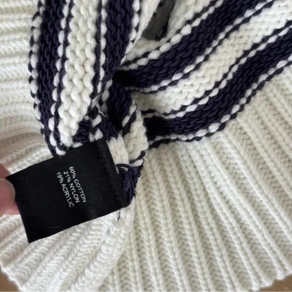 Marled Dark Navy and White Striped Sweater Tank Top - M - Picture 5 of 5